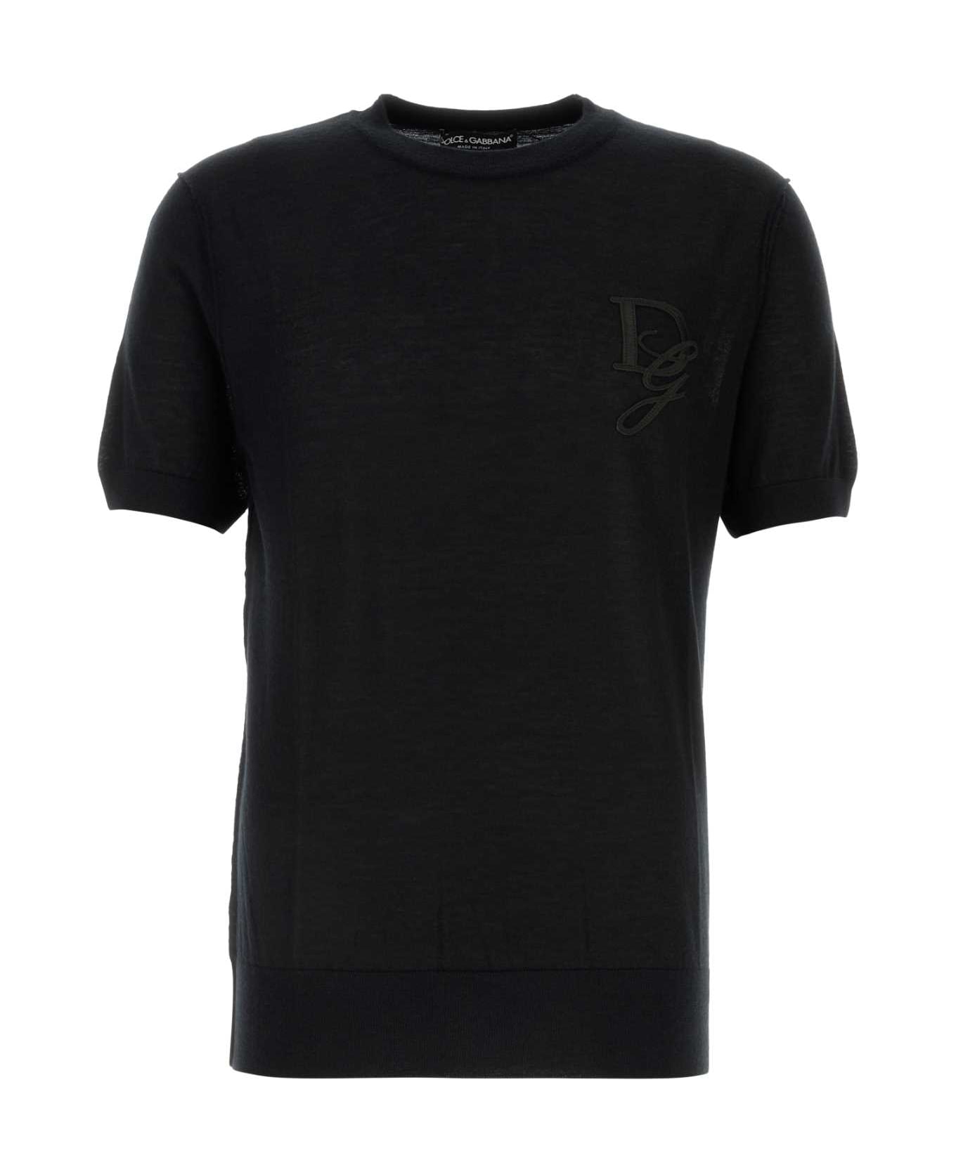 Dolce & Gabbana Black Cashmere T-shirt - NERO ニットウェア