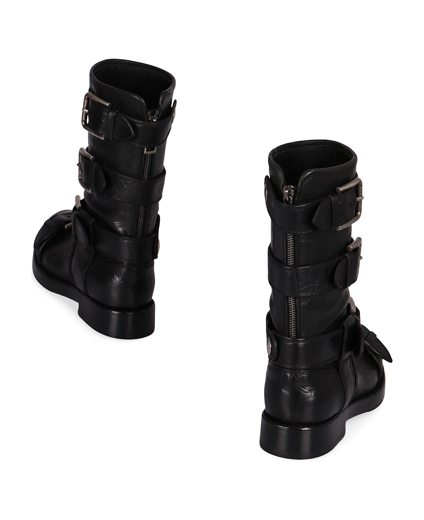 Dolce & Gabbana Leather Biker Boots - black