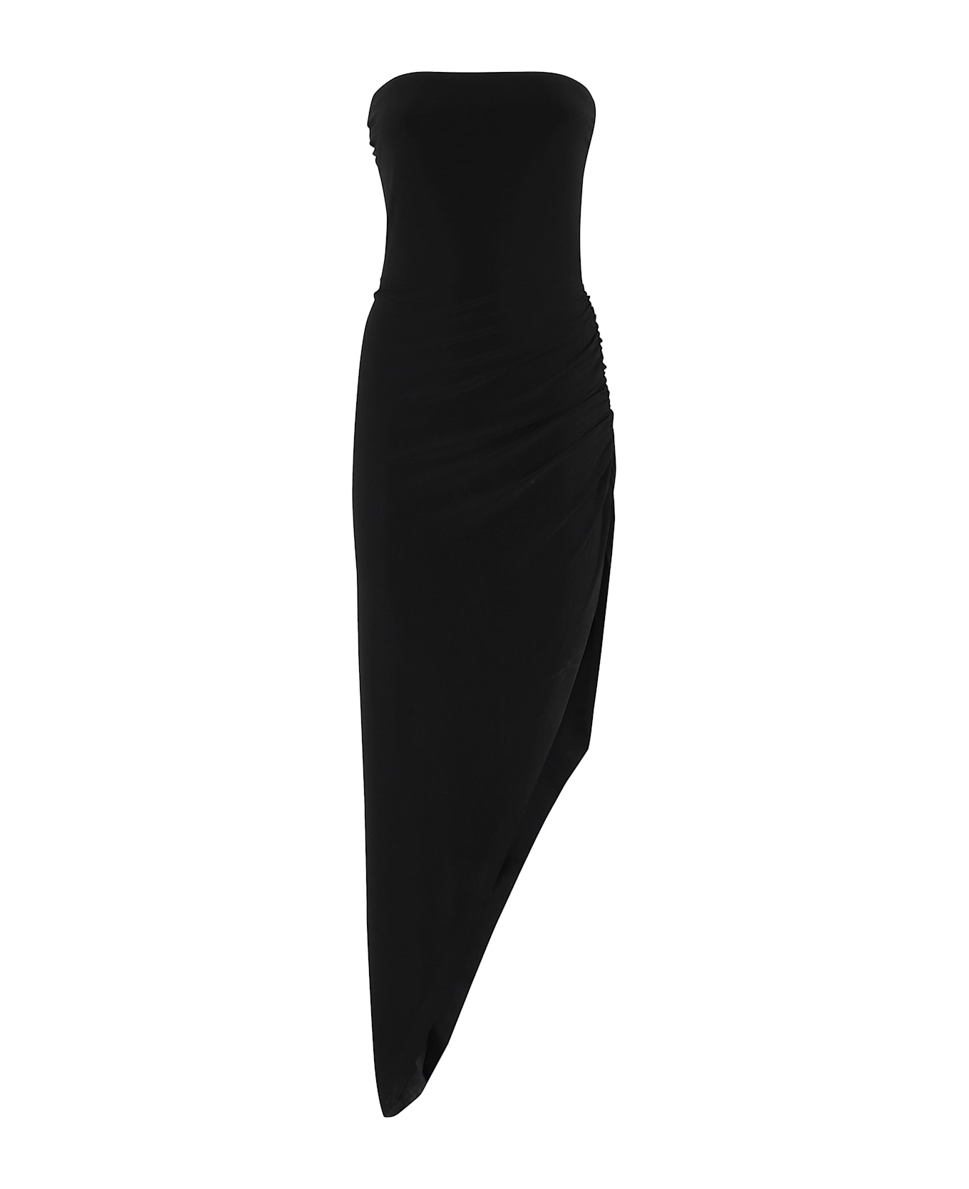 Norma Kamali Strapless Side Drape Gown - Black