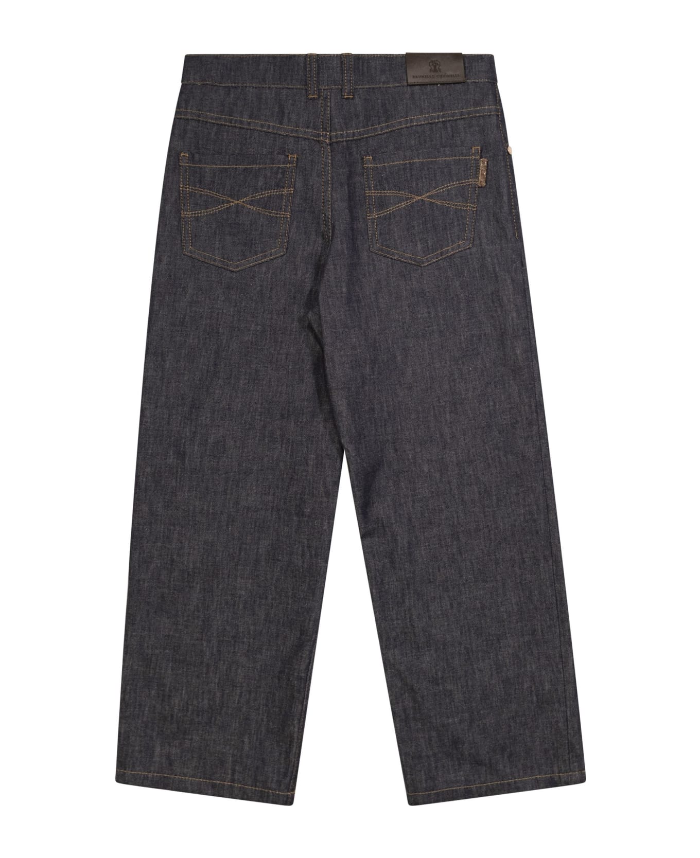 Brunello Cucinelli Straight Denim No Fade Trousers With Jewellery - Dark Denim