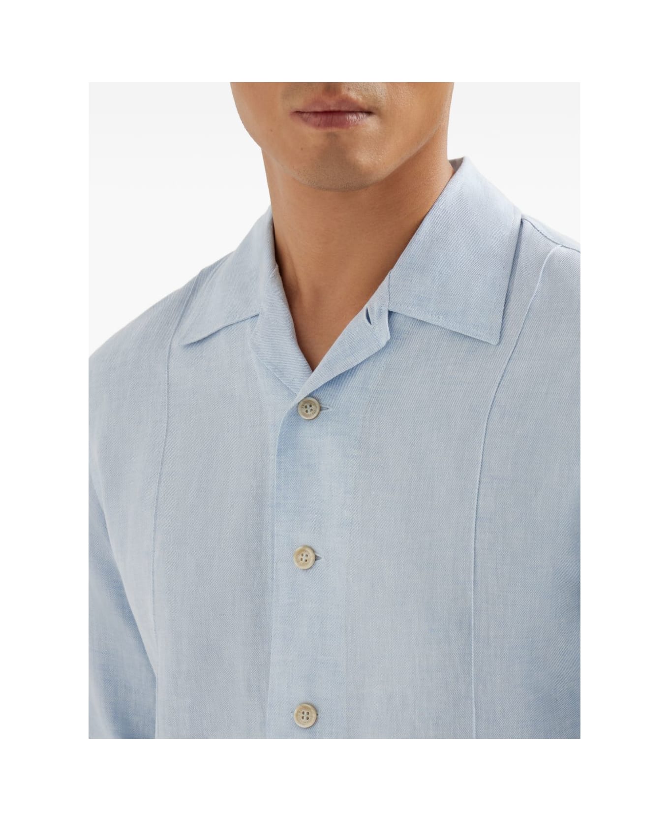 Brunello Cucinelli Linen And Cotton Blend Shirt - Clear Blue