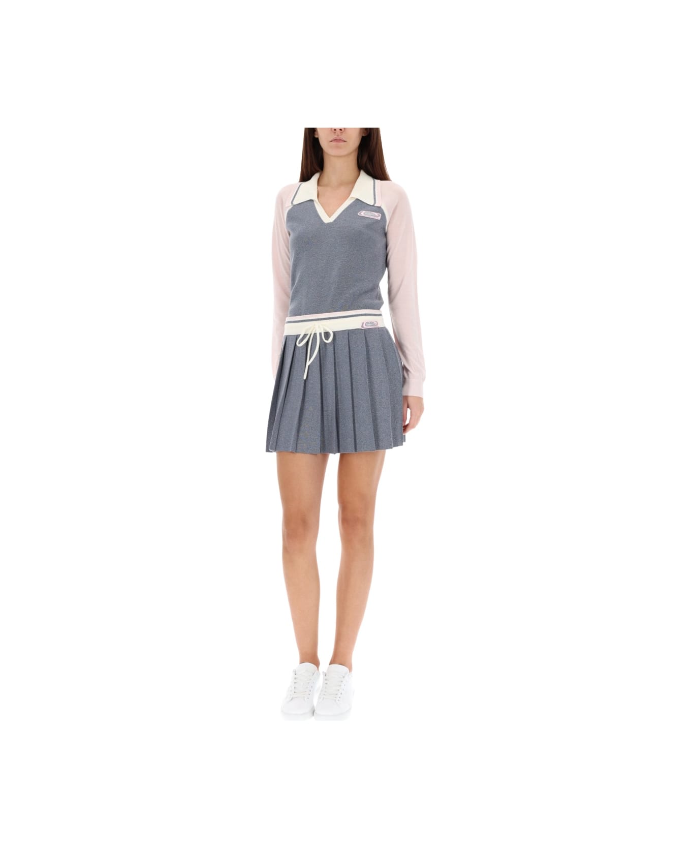 Casablanca Long Sleeve Tennis Polo Shirt - SILVER