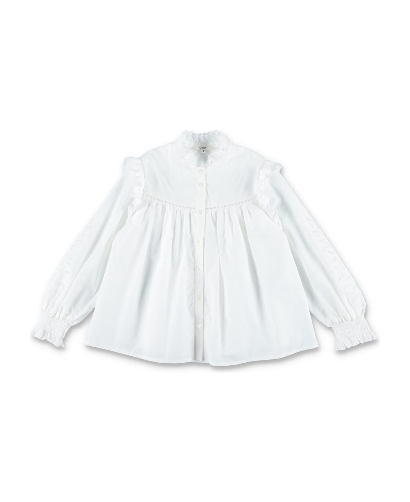 Chloé Kid - Embroidered Shirt - WHITE