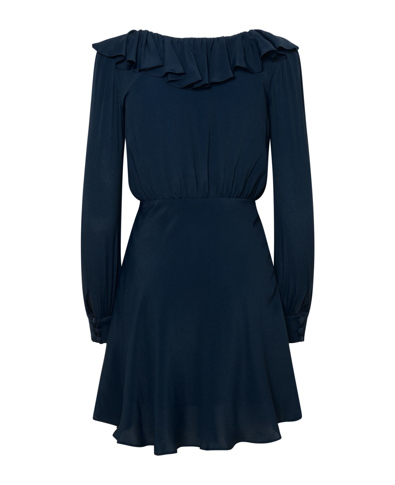 Alessandra Rich Blue Silk Blend Dress - Navy