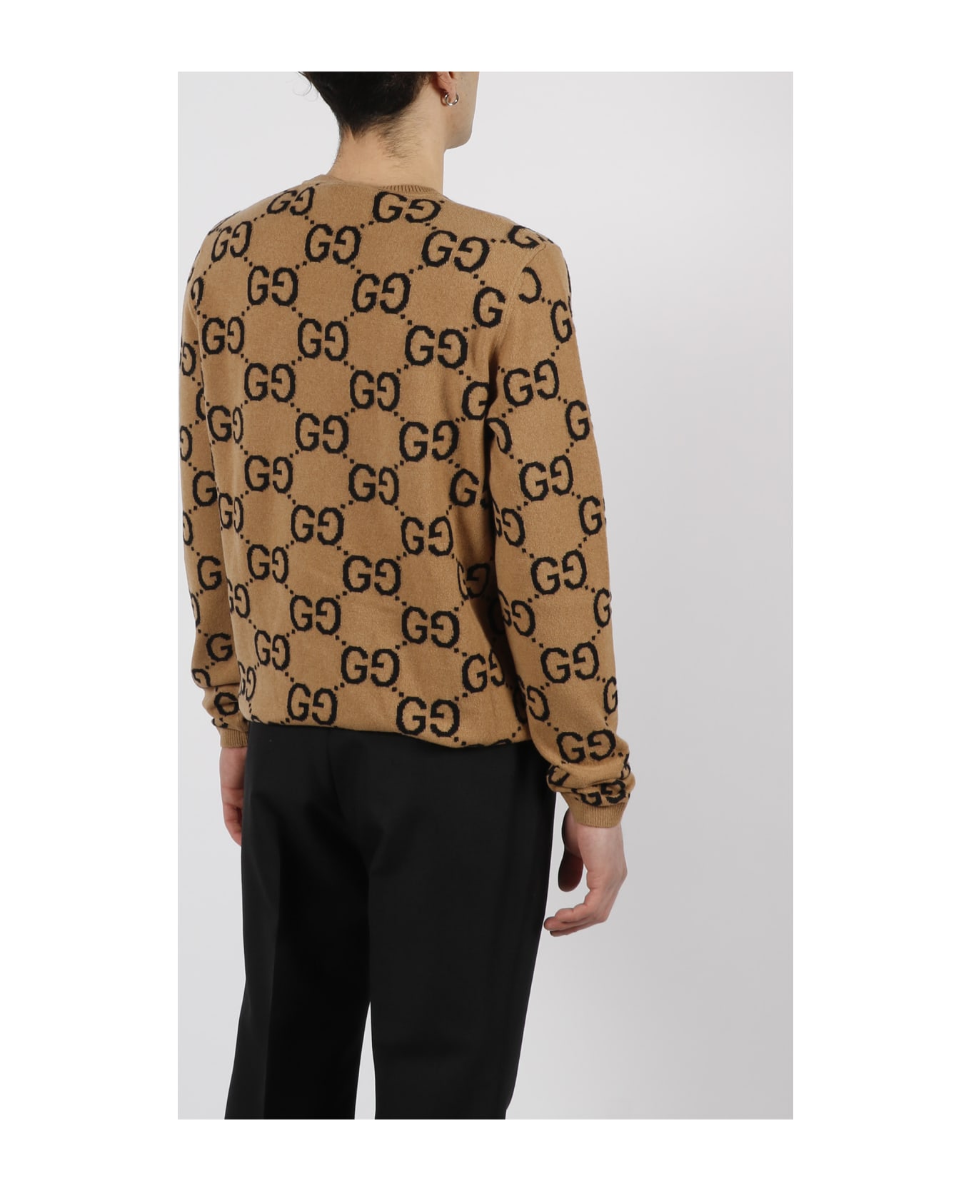 Gucci Sweater In Wool Gg Camel - Brown