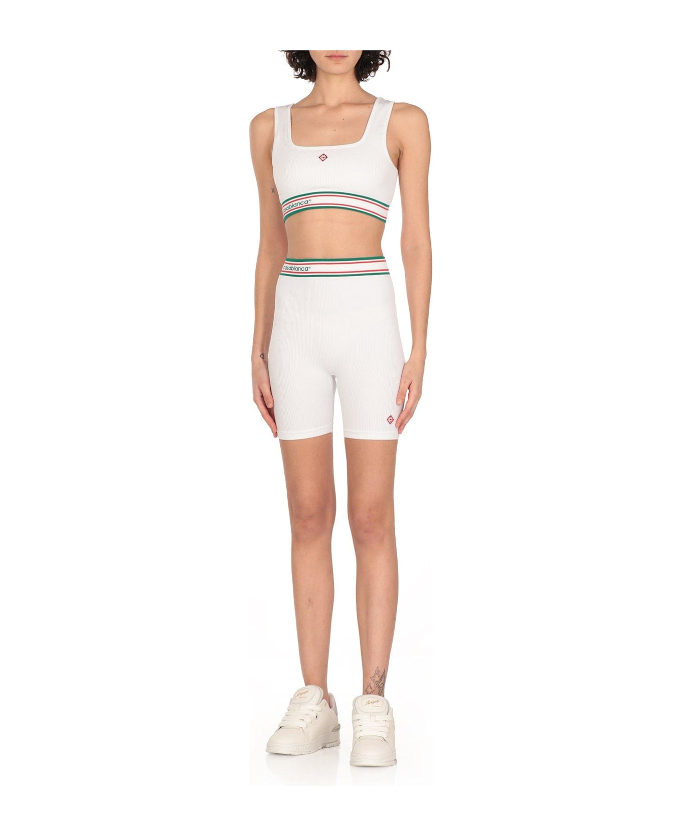 Casablanca Knitted Sports Tank Top - WHITE