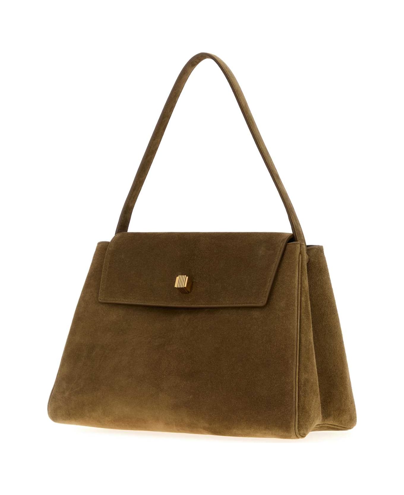 Khaite Dove Grey Suede Audrey Handbag - MUD
