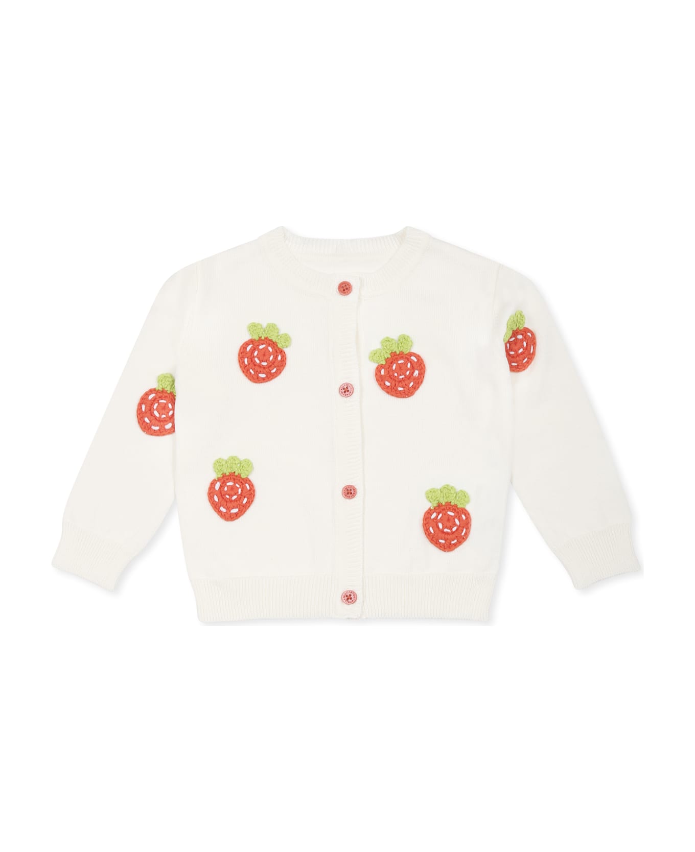 Stella McCartney Kids Ivory Cardigan For Baby Girl With Strawberries - Ivory