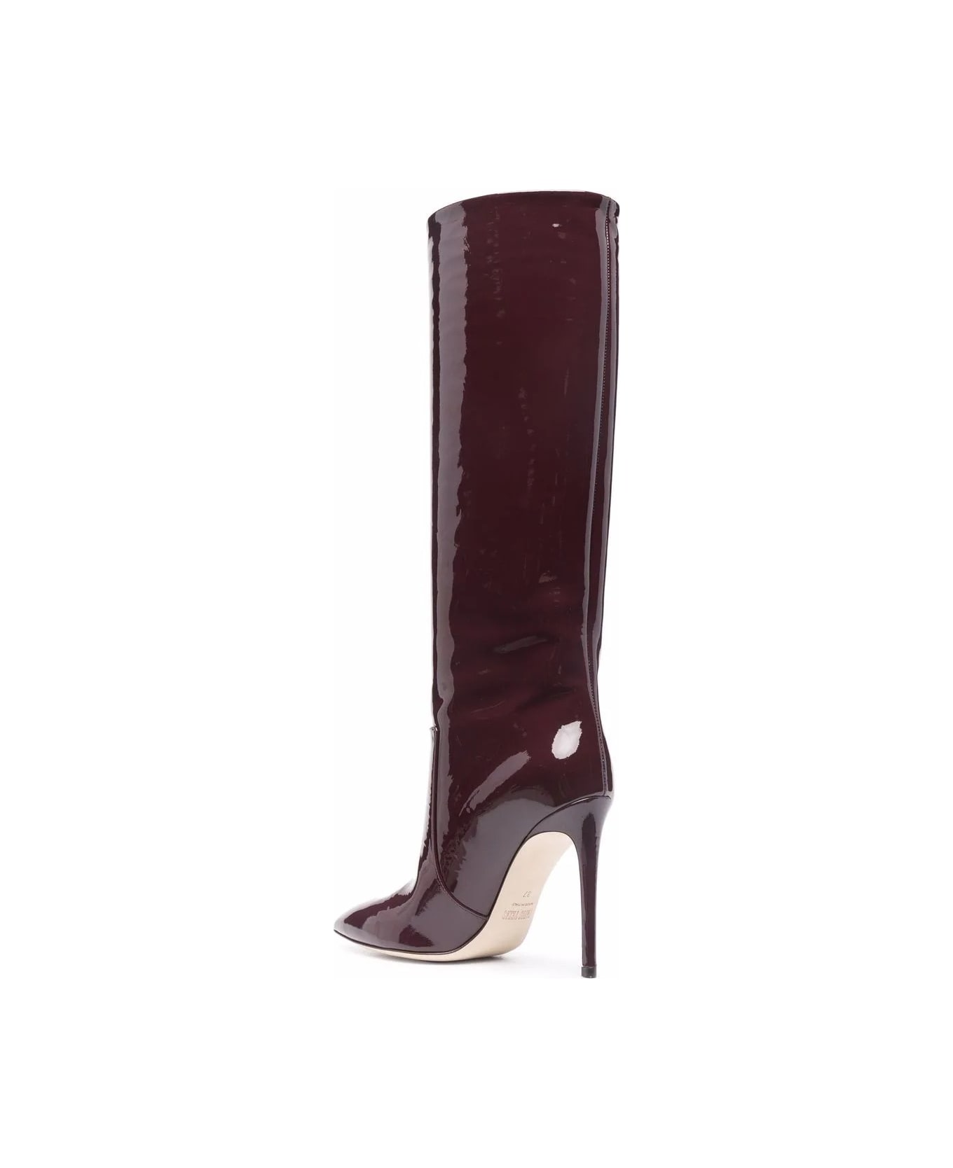 Paris Texas 105 Stiletto Boot In Burgundy Patent Leather - Red ブーツ