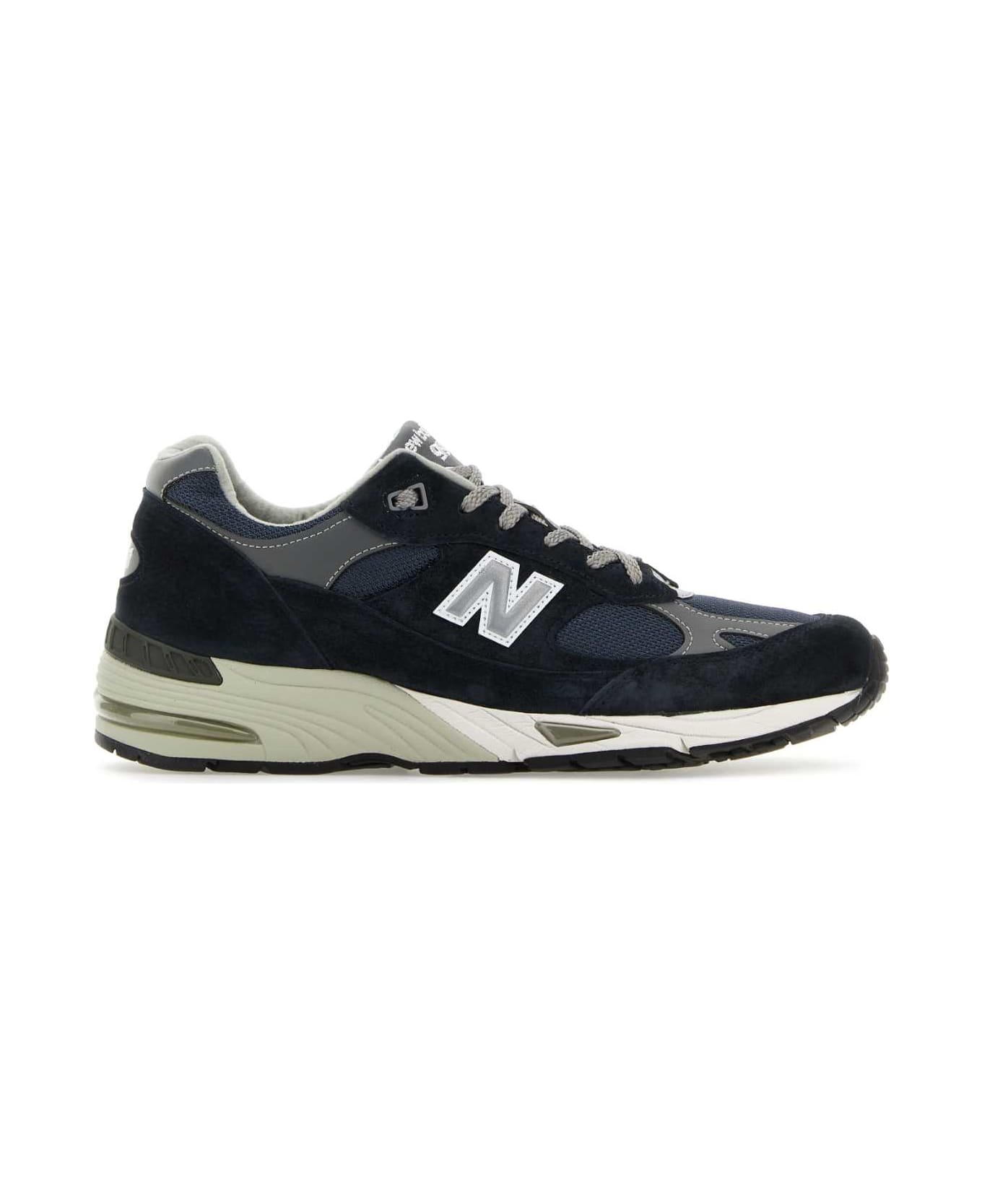 New Balance Two-tone Suede And Mesh 991 Sneakers - NAVY スニーカー