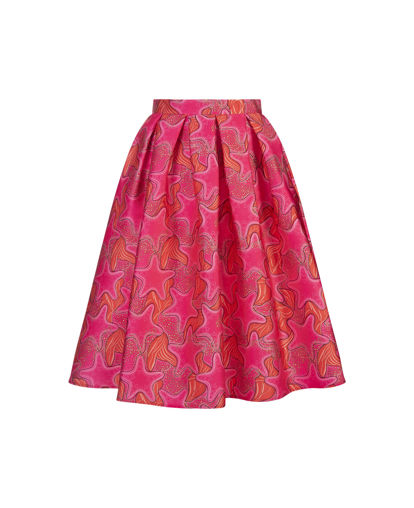 Alessandro Enriquez Midi Skirt With Fuchsia Stars Print - Pink