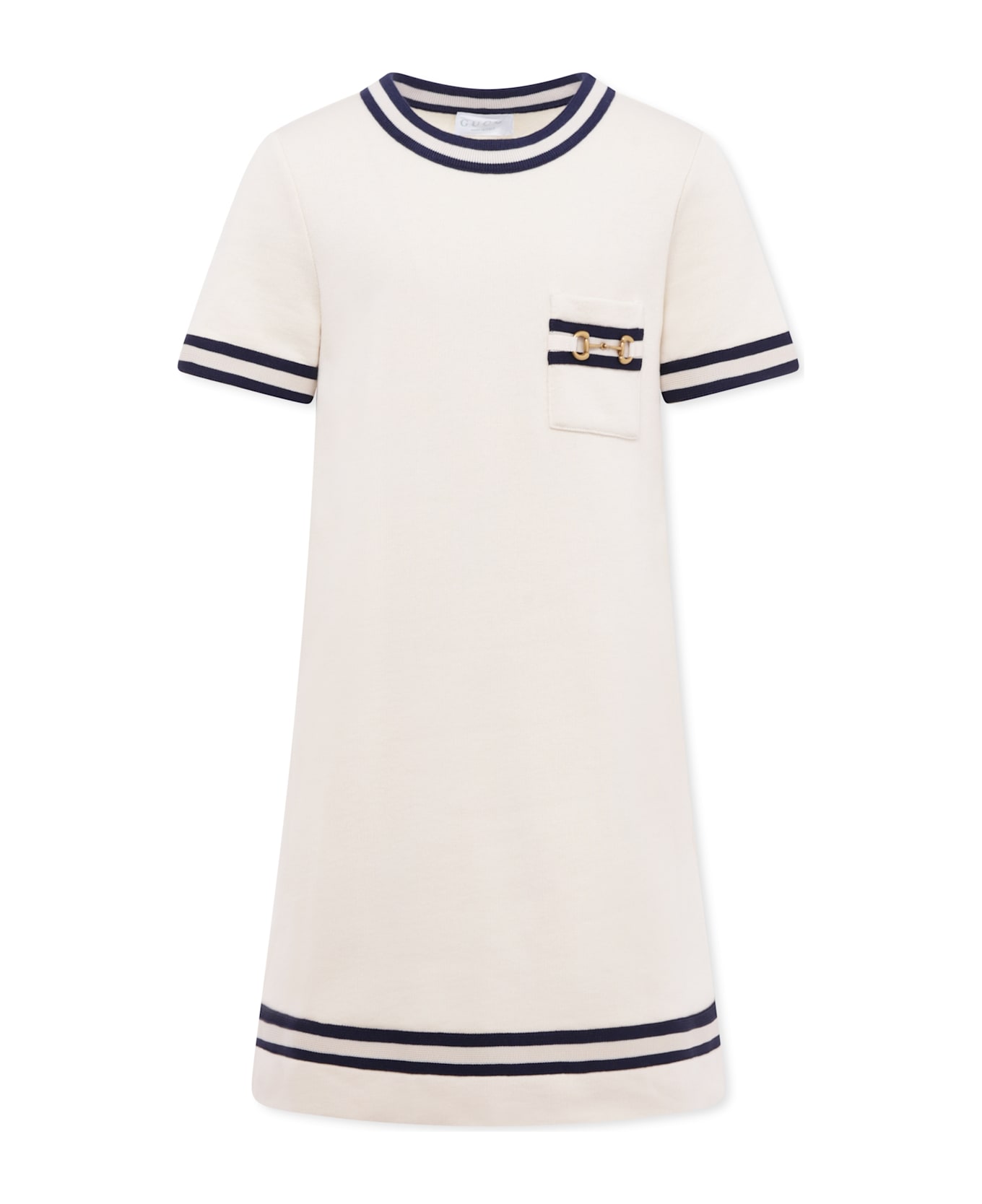 Gucci Ivory Dress For Girl With Horsebit - Ivory