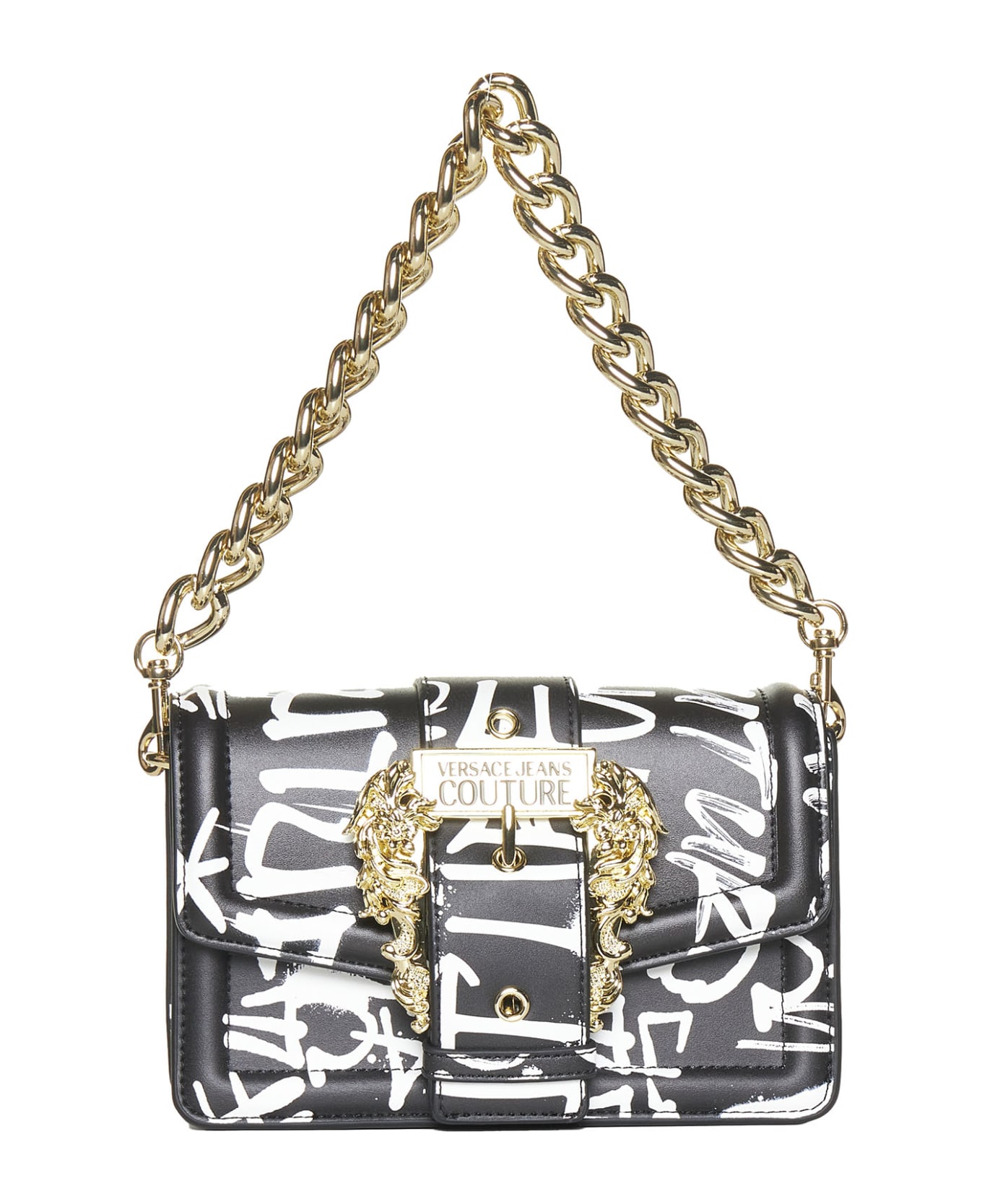 Versace Jeans Couture Logo Graffiti Handbag - Black white