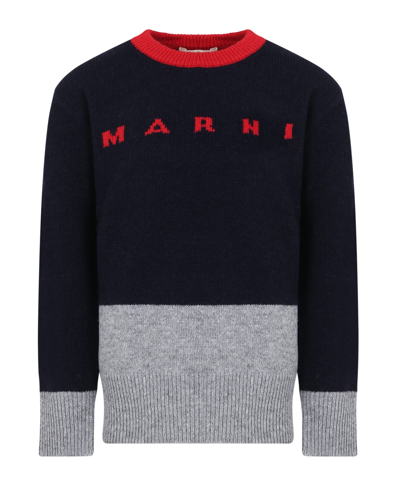 Marni Blue Sweater For Girl With Logo - Blue