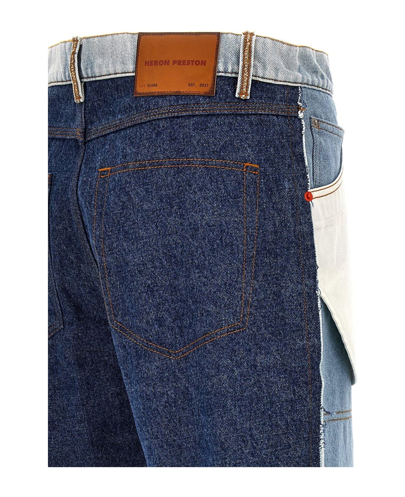 HERON PRESTON Frayed Two-toned Jeans - Light Blue