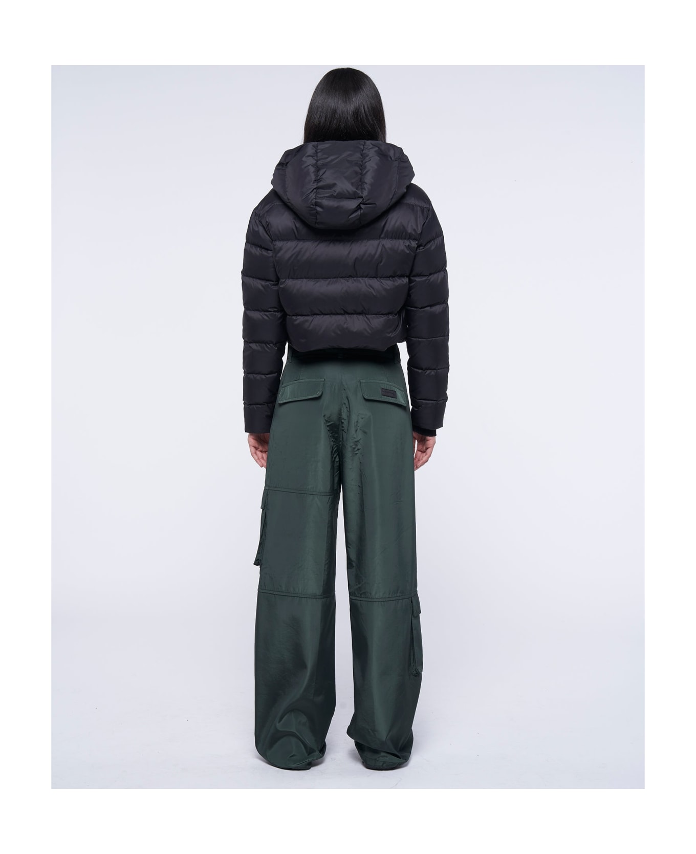 John Richmond Cropped Hooded Down Jacket - Nero