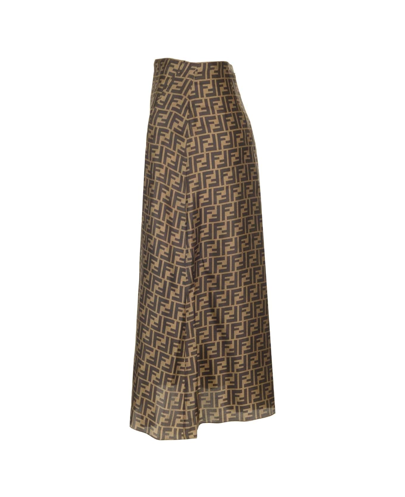 Fendi Brown Ff Twill Skirt - Brown