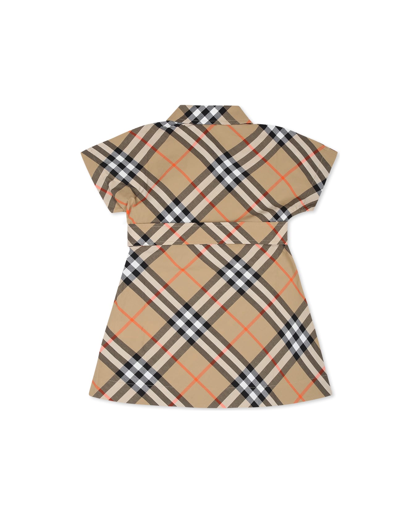 Burberry Beige Dress For Baby Girl With Vintage Check - Beige