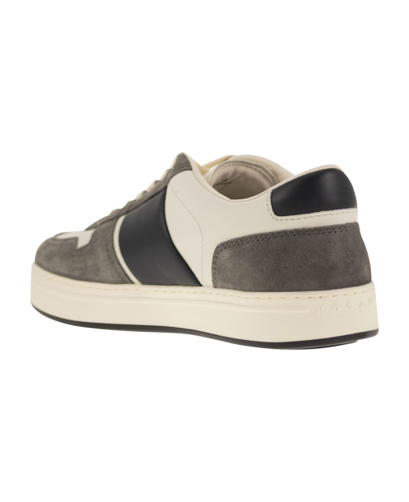Hogan H-tv Leather And Suede Trainers - White/grey/black