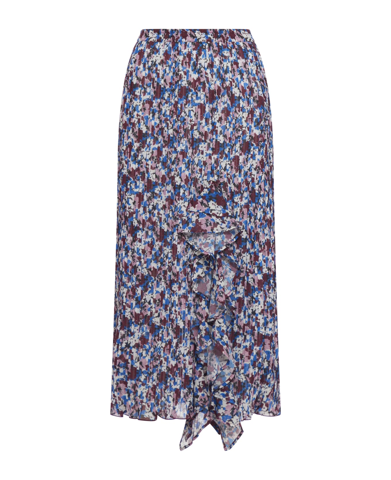 Ganni Pleated Georgette Midi Flounce Skirt - Multicolour