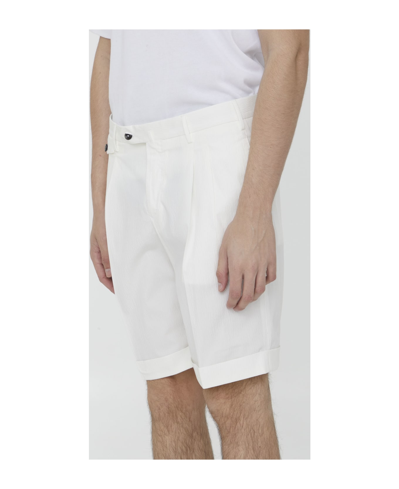 PT Torino Seersucker Bermuda Shorts - WHITE ショートパンツ