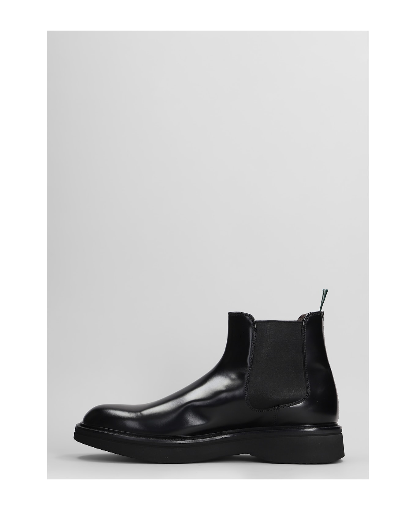 Green George Combat Boots In Black Leather - black