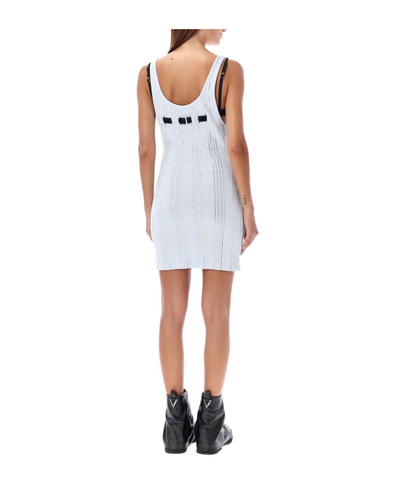 The Attico Jersey Mini Dress Strass - LIGHT BLUE