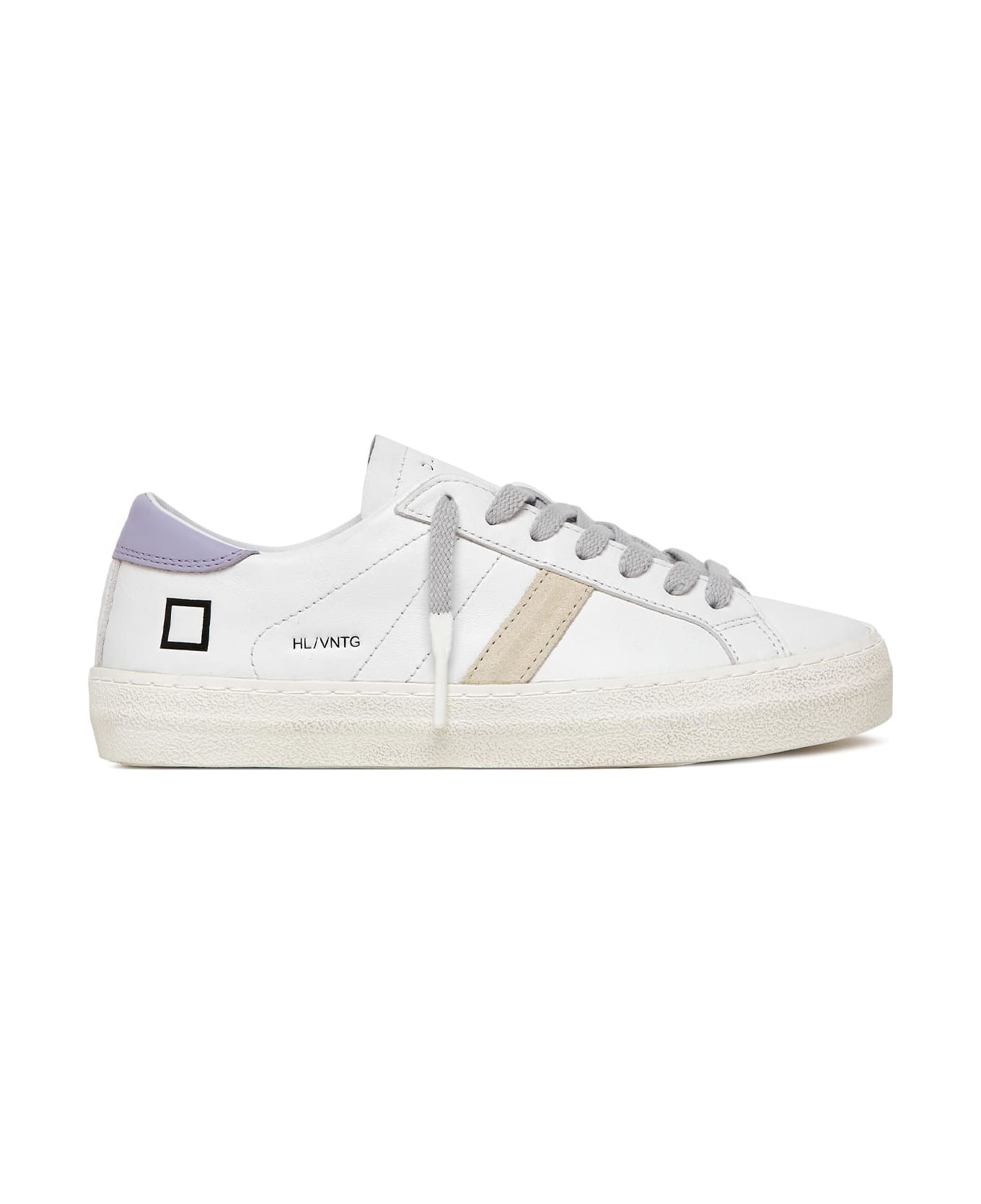 D.A.T.E. Hill Low Vintage Leather Sneaker - WHITE LILAC