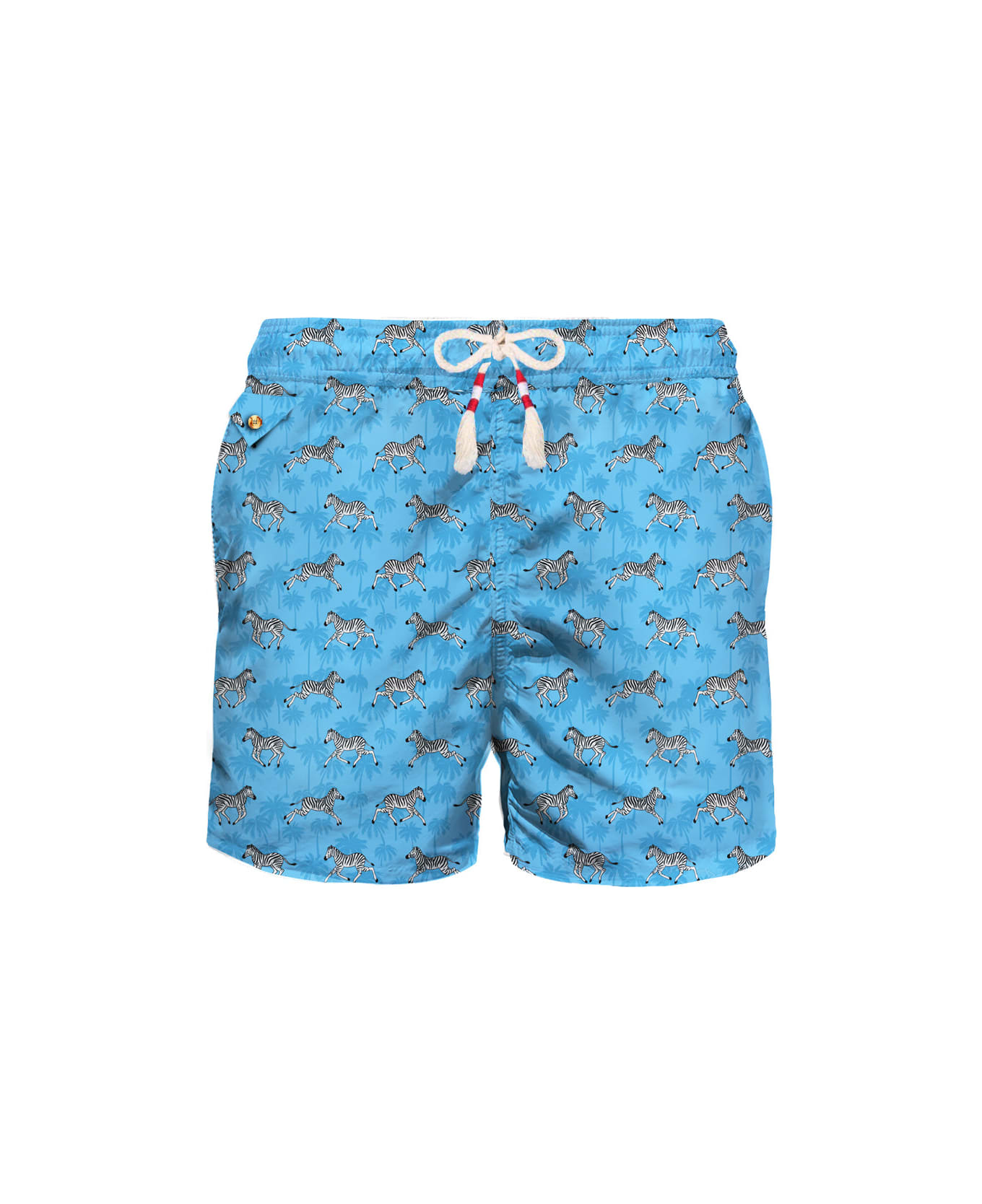 MC2 Saint Barth Man Light Fabric Swim Shorts With Zebra Print - BLUE