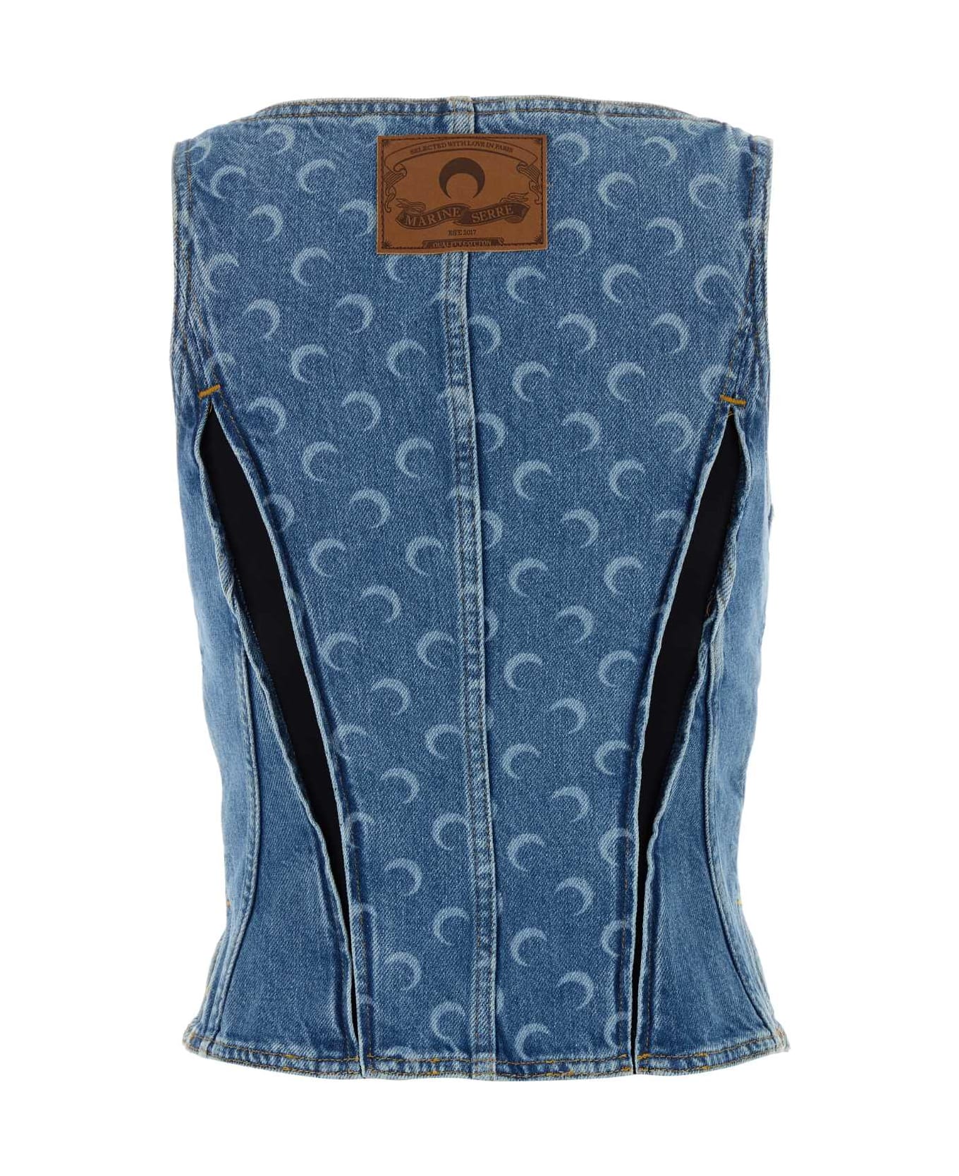 Marine Serre Denim Top - LIGHTBLUE
