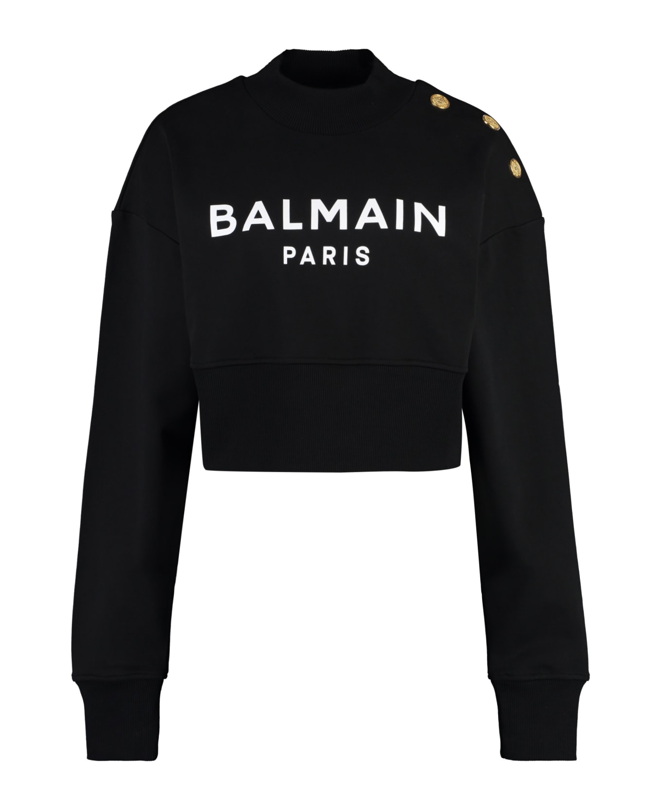 Balmain Logo Detail Cotton Sweatshirt - black