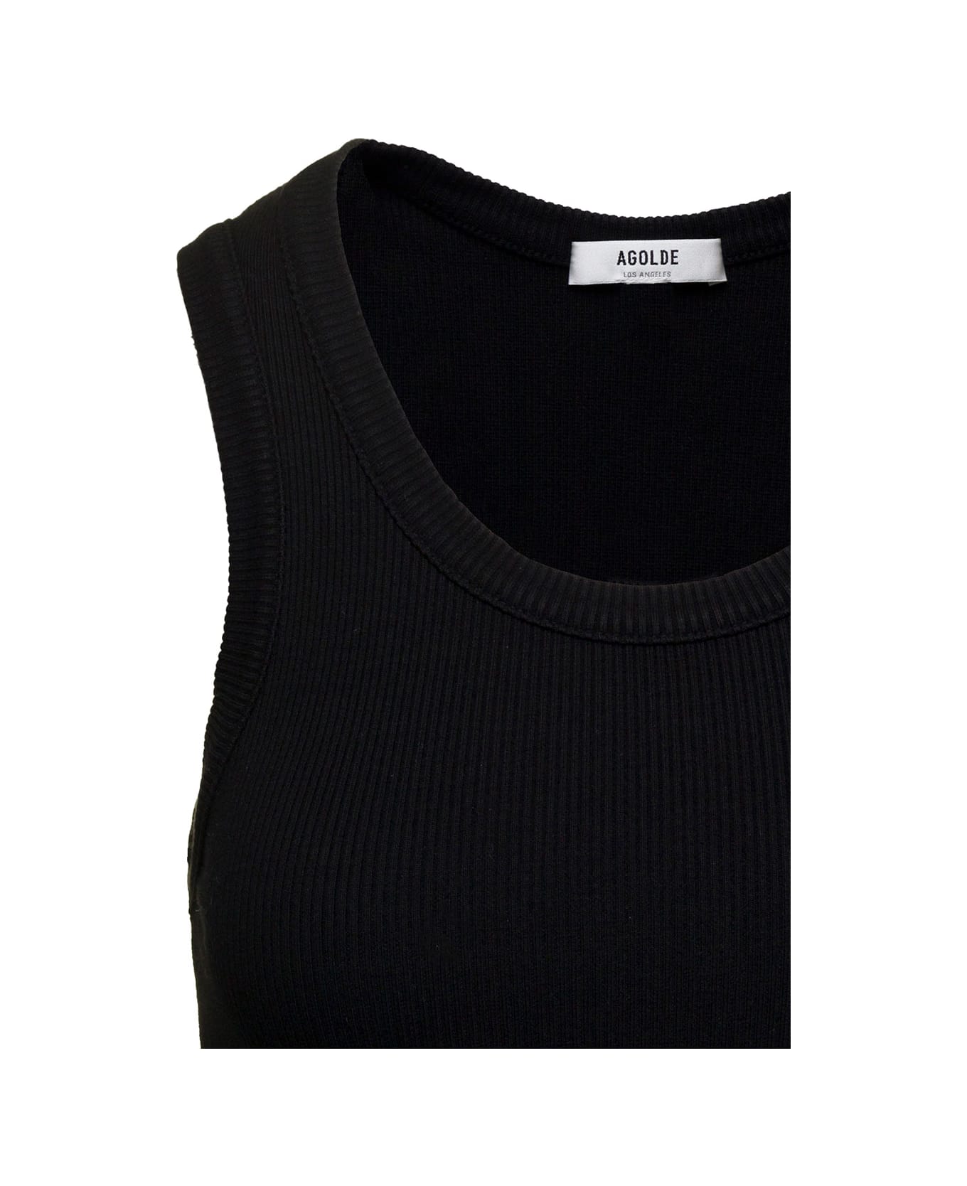 AGOLDE Black Ribbed Tank Top With U Neckline In Cotton Blend Woman - Black