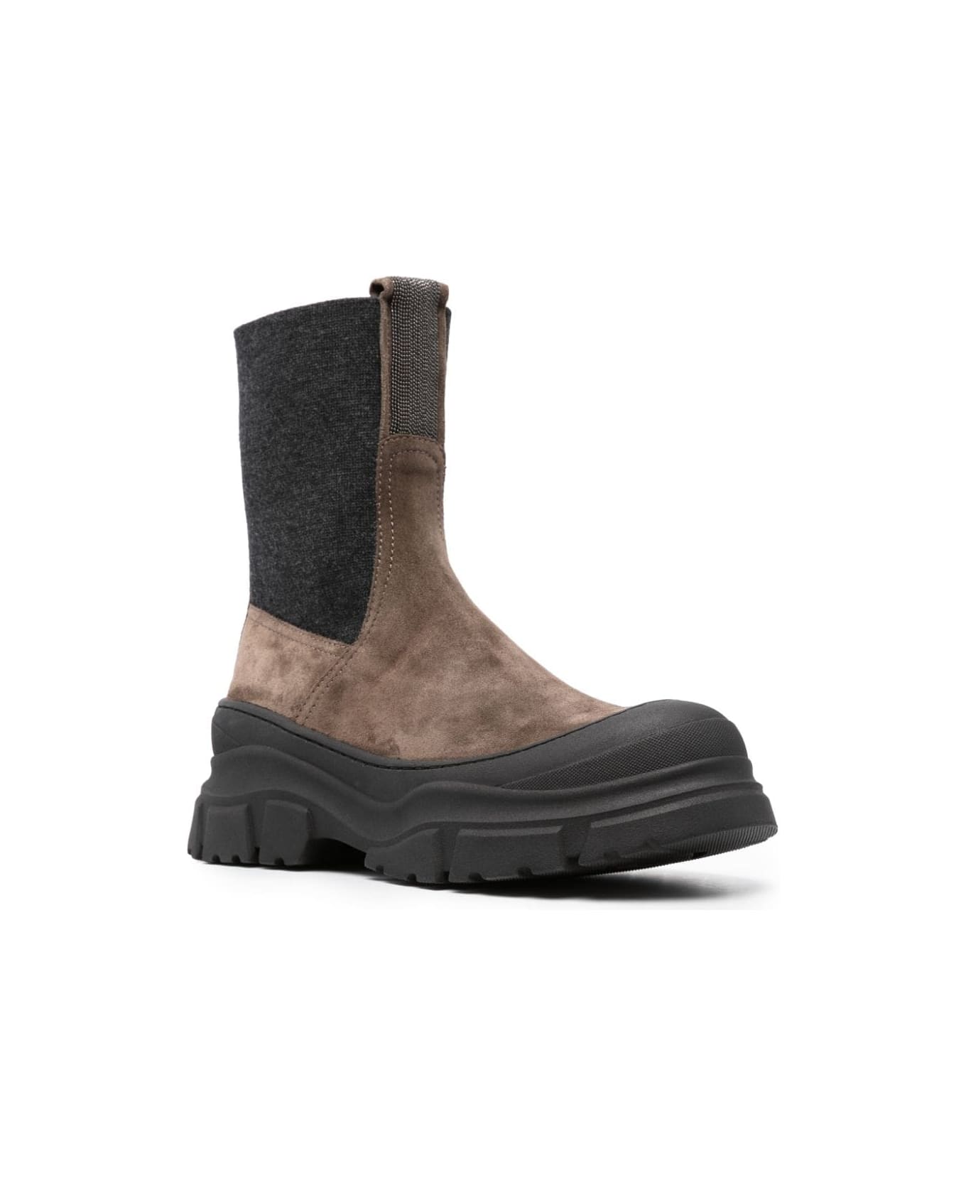 Brunello Cucinelli Monili-embellished Slip-on Ankle Boots - Peat