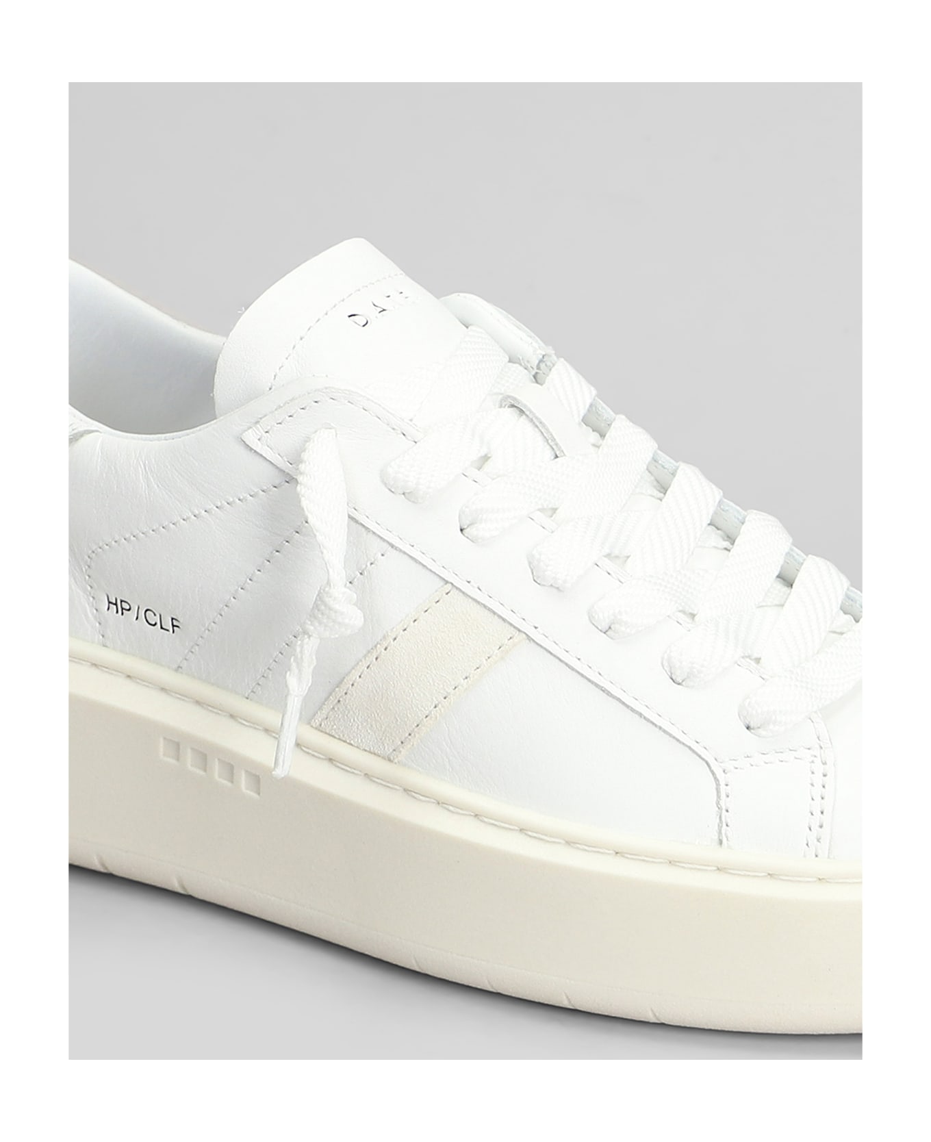 D.A.T.E. Hill Low Platform Sneakers In White Leather - white