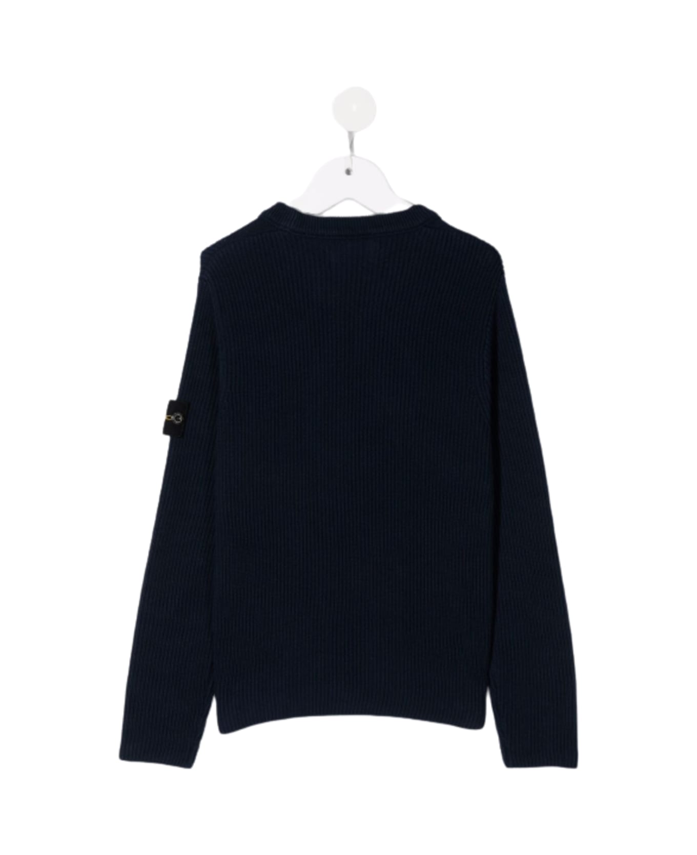 Stone Island Junior Blue Cotton Sweater With Logo - Blu