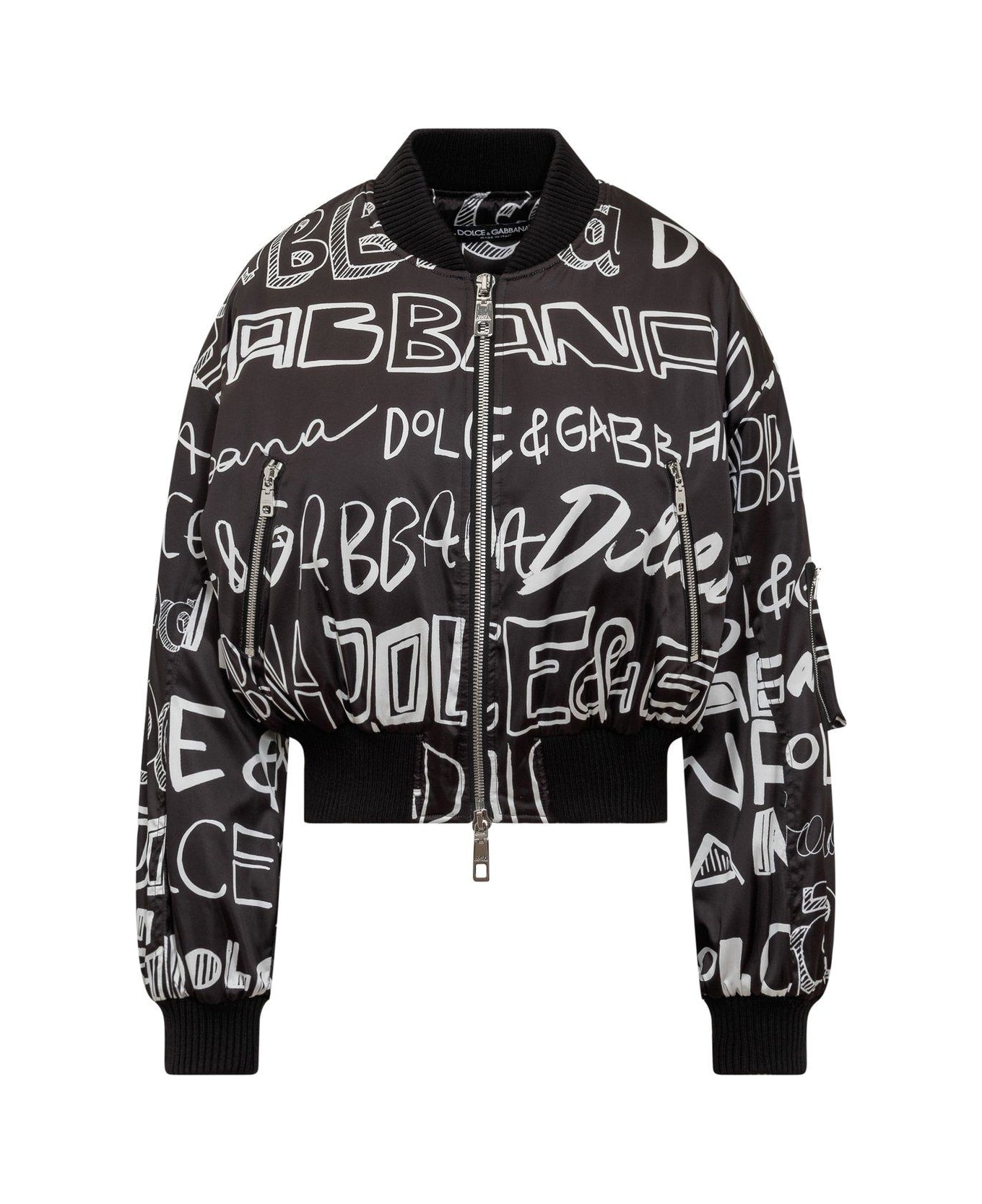 Dolce & Gabbana Logo-printed Cropped Bomber Jacket - Neutro