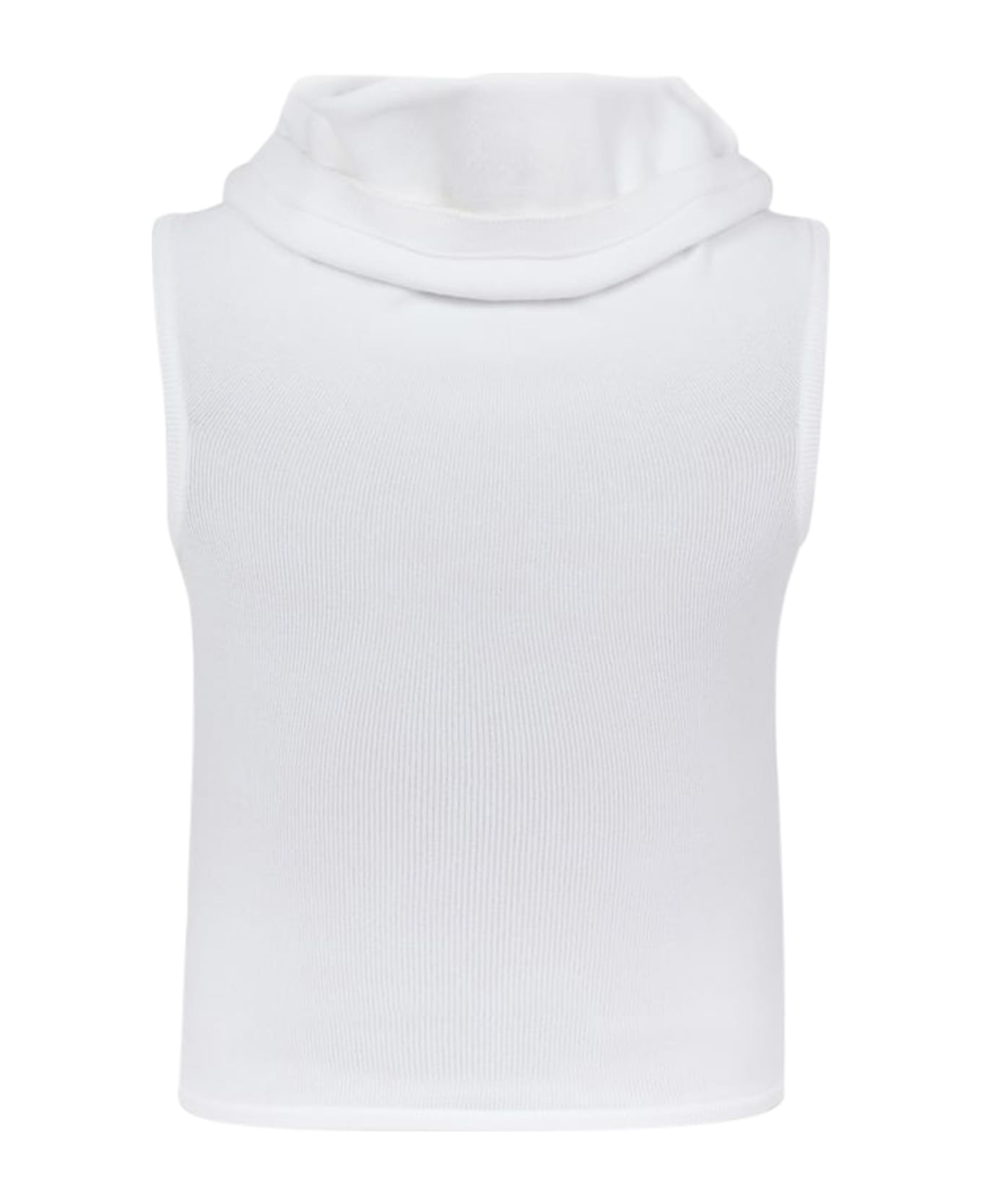 Alaia Crop Hooded Top - Blanc トップス