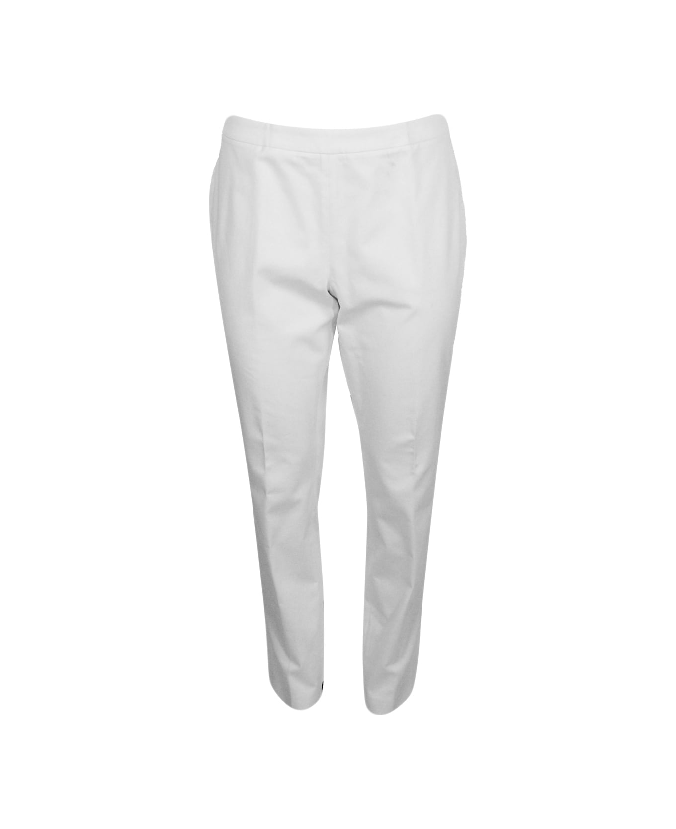 Fabiana Filippi Stretch Cotton Poplin Trousers Are Characterized By A Slim Fit And A Zip Closure On The Side - White