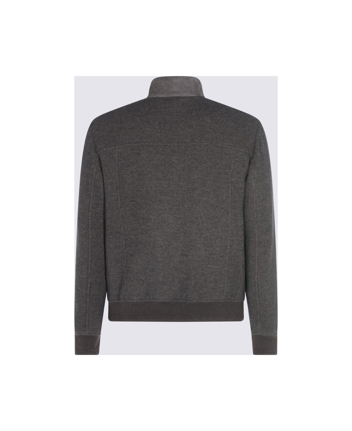 Canali Dark Grey Leather Jacket