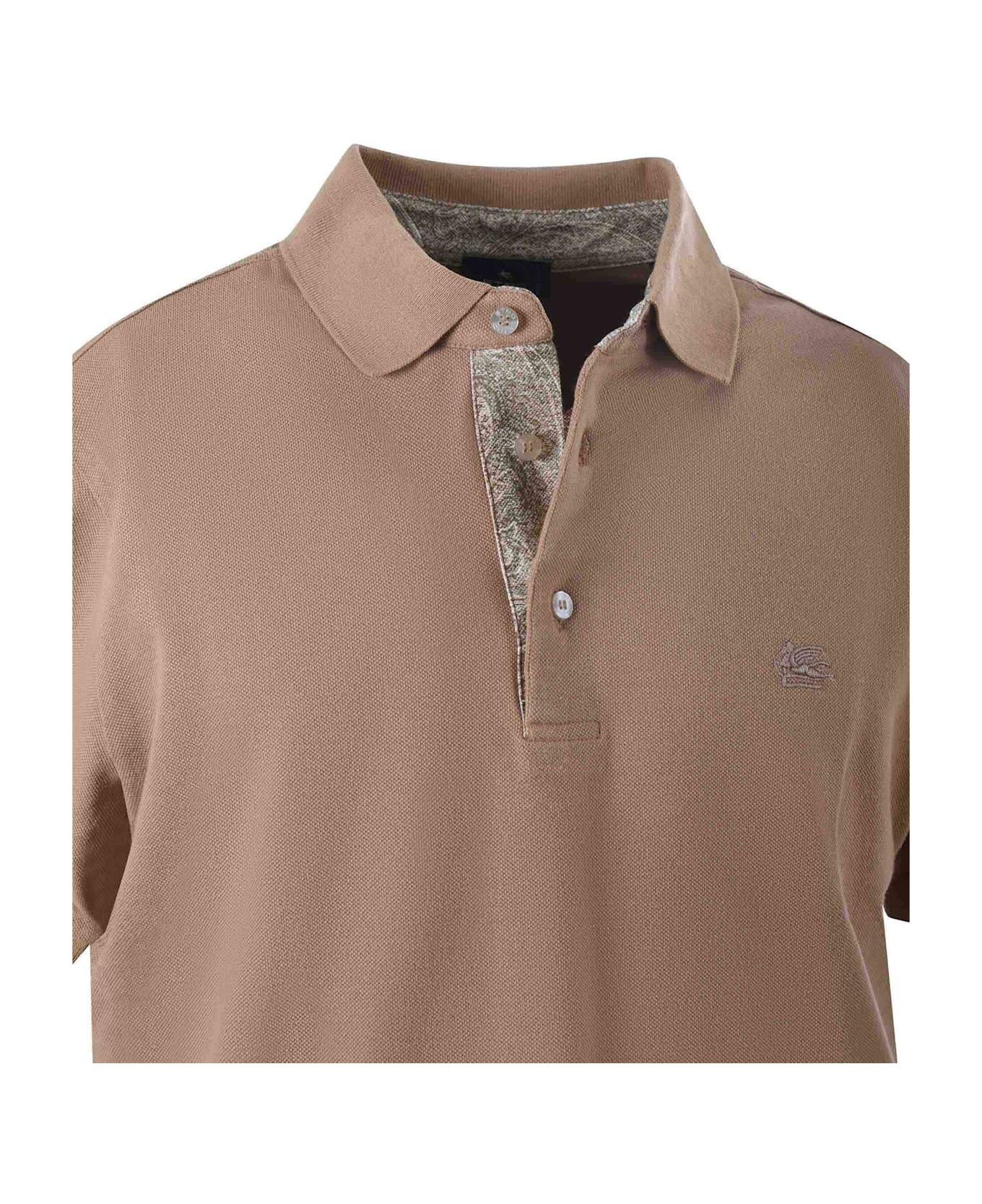 Etro Cotton Pique Polo Shirt - Camel