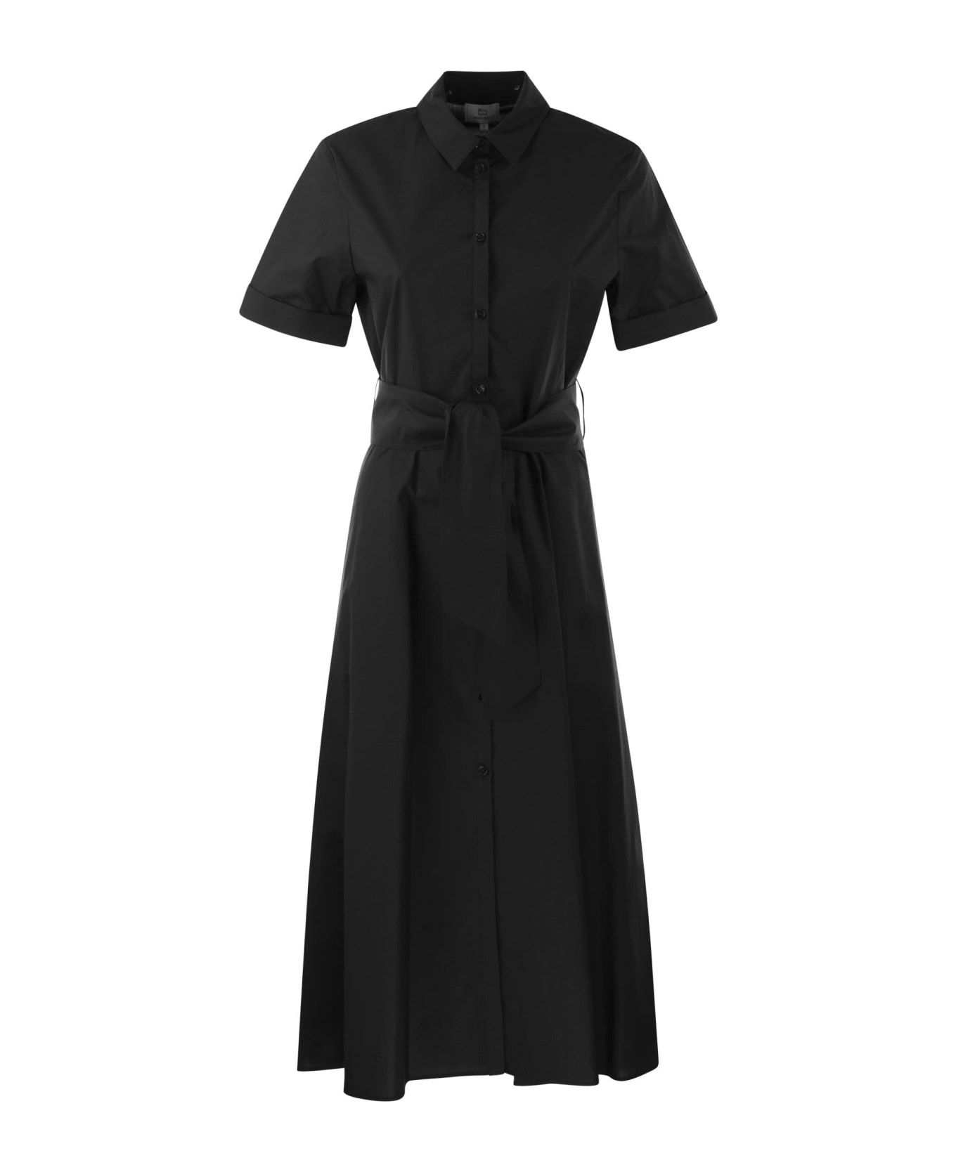 Woolrich Black Cotton Shirt Dress - Black