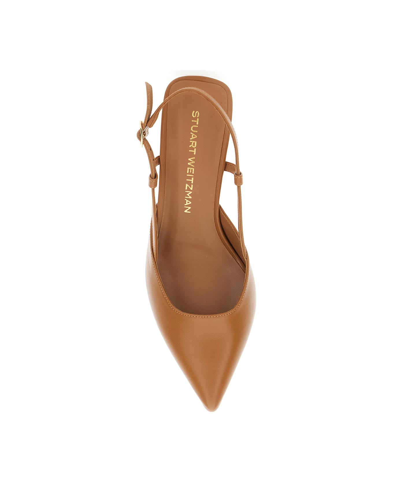 Stuart Weitzman 'winnie' Brown Slingback Pumps Wirh Medium Heel In Leather Woman - Brown