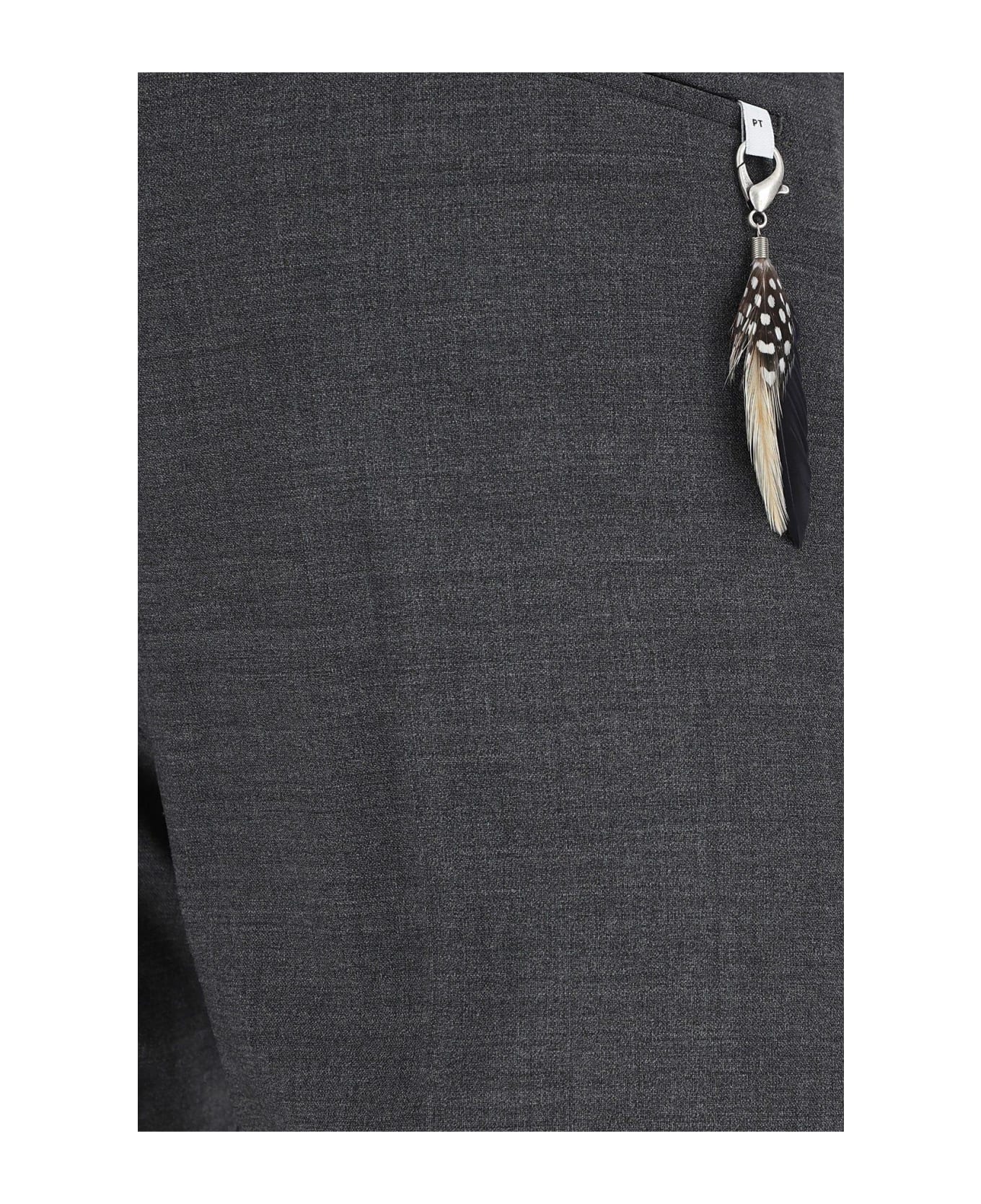 PT01 Grey Stretch Wool Cigarette Pant - Non definito