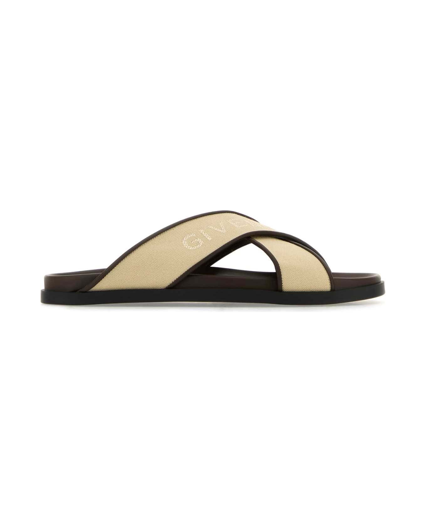 Givenchy Sand Canvas G Plate Slippers - BEIGE