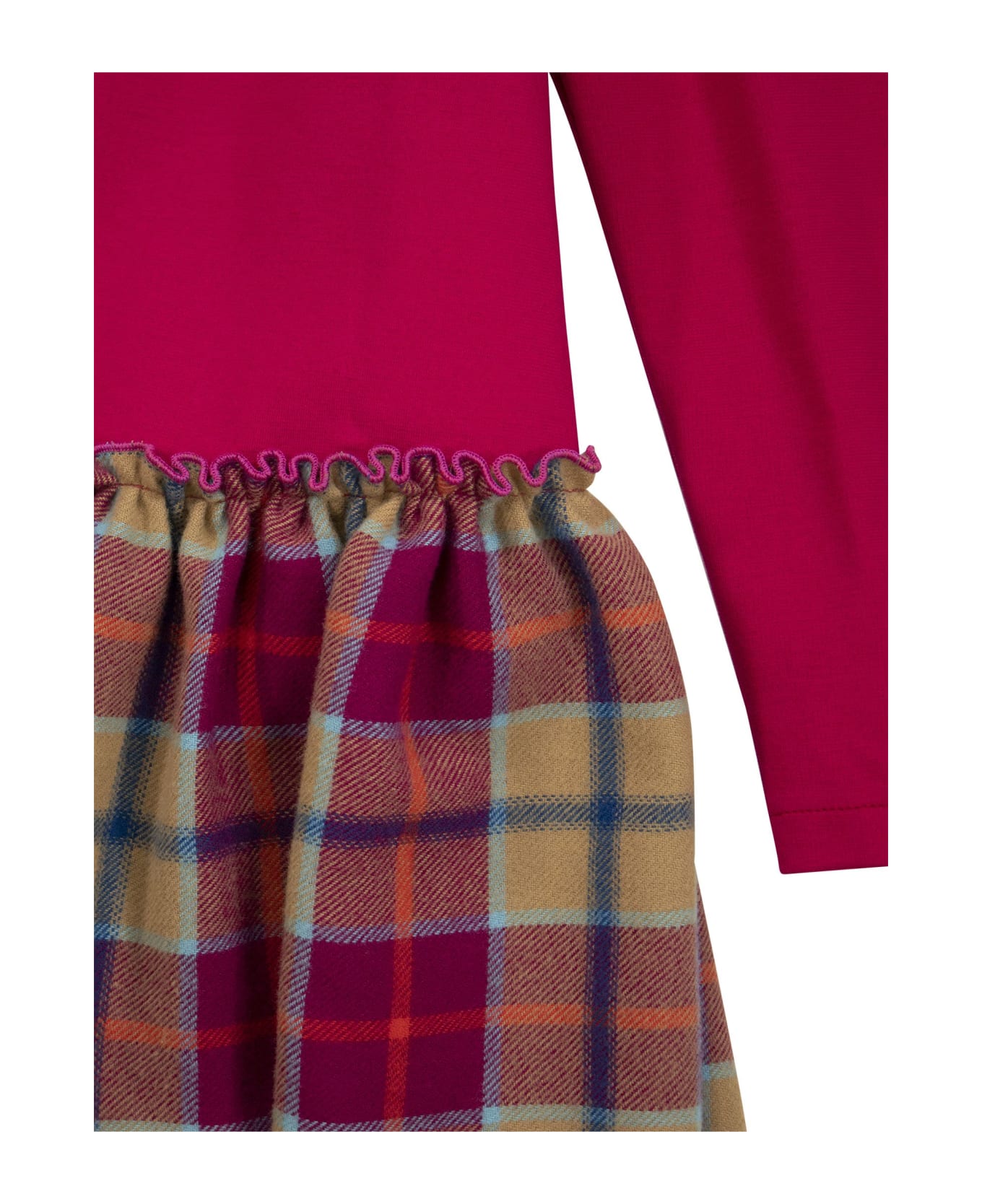 Il Gufo Check Patterned Ruffle Dress - Fuchsia ワンピース＆ドレス
