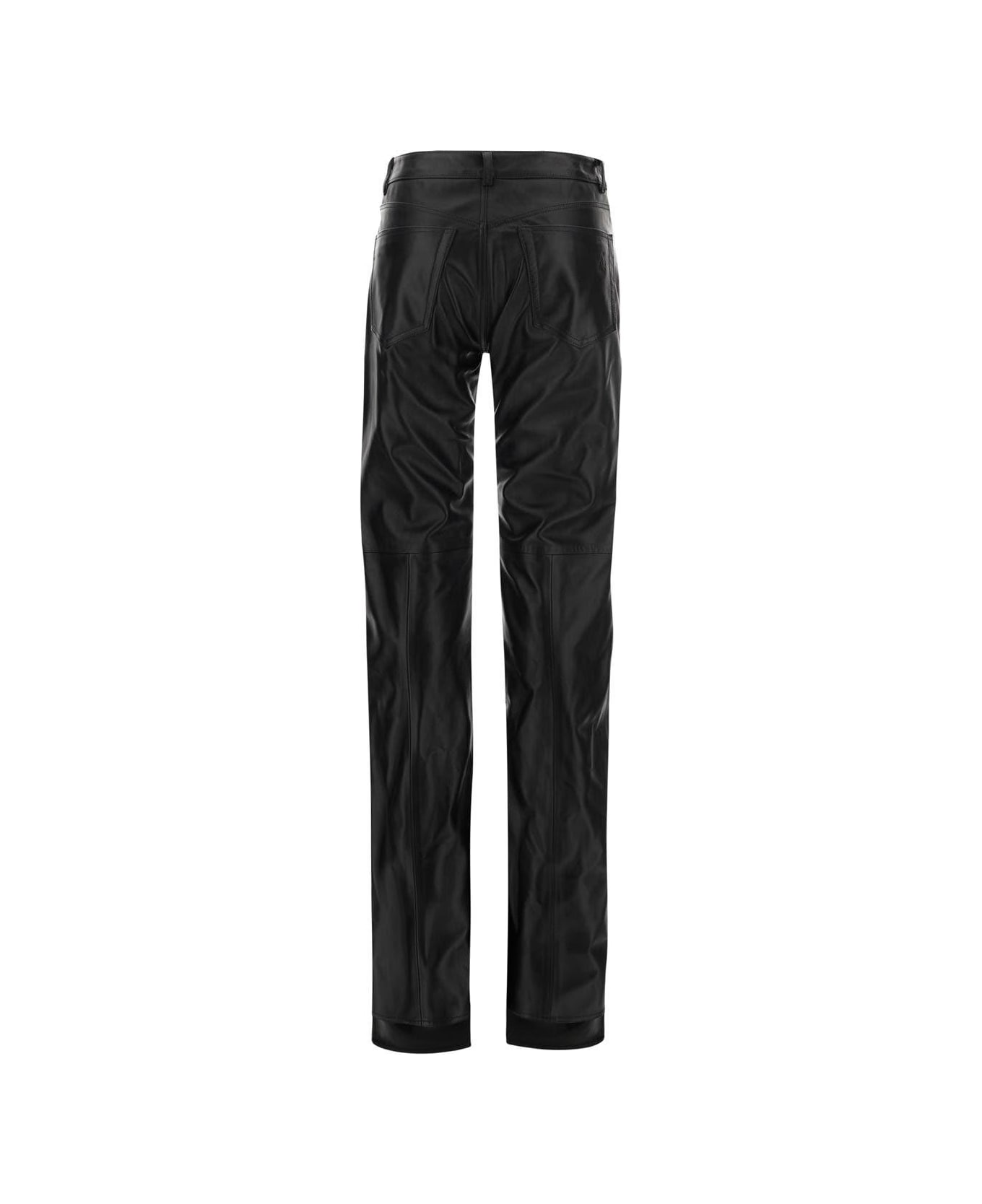 The Attico Black Leather Pants - Black