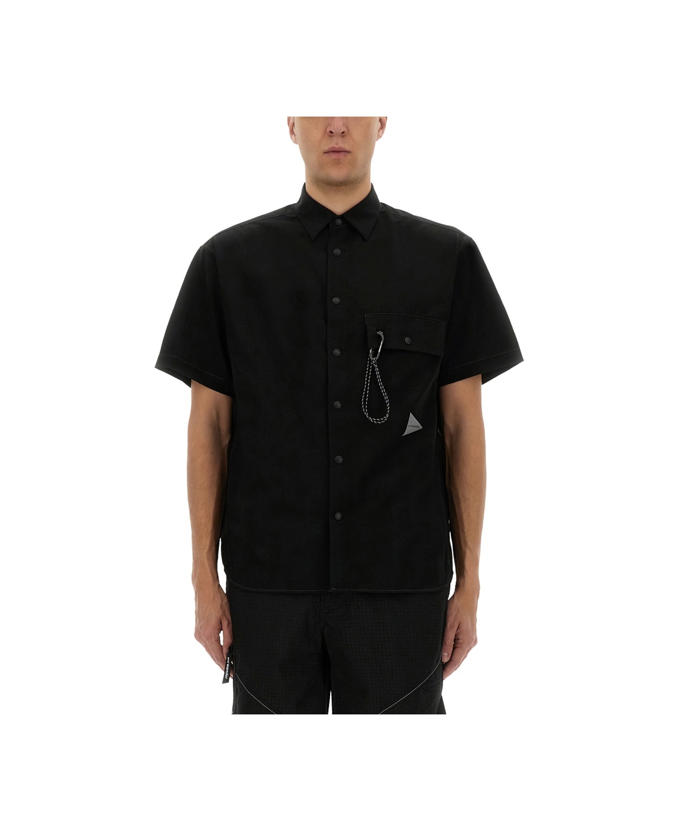 And Wander Shirt With Logo - BLACK
