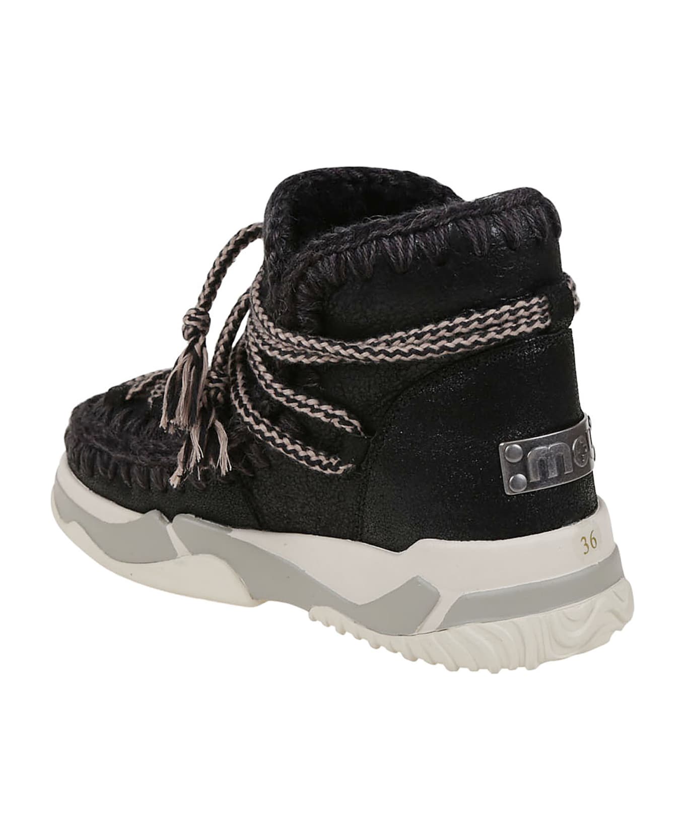 Mou Trainer #2 Scoobidoo Lace Ankle Boots - Cbkg Cracked Black Grey