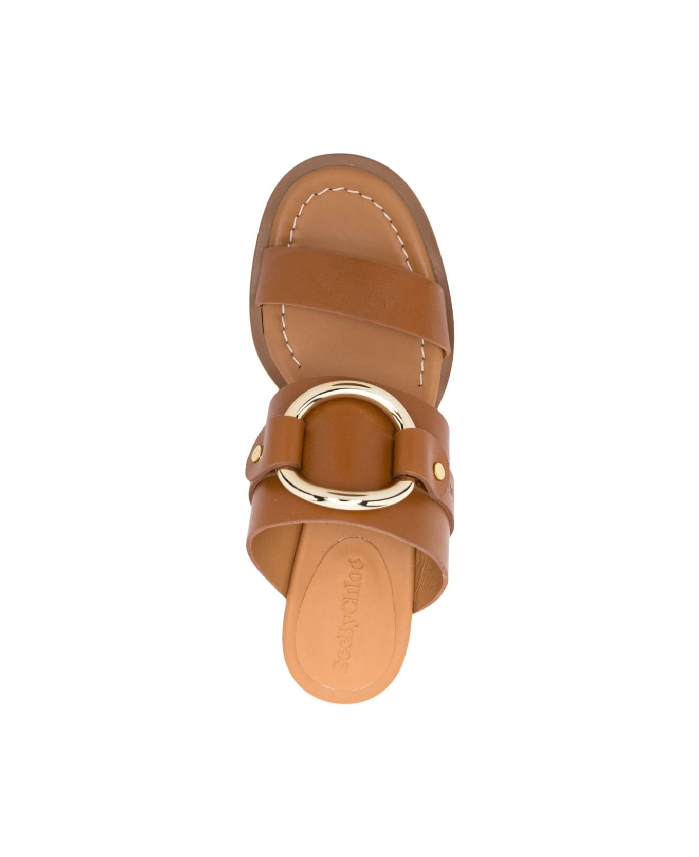 See by Chloé 45mm Ring-detail Leather Mules - Tan