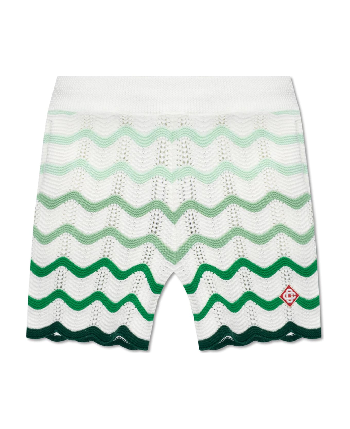 Casablanca Crochet Shorts - Green/white